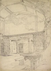 Innenansicht der Großen Halle, Little Moreton Hall, Cheshire