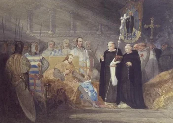 König Johann und Prinz Heinrich in der Abtei Swinstead