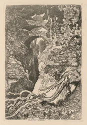 Liber Studiorum: Platte 10, Die Teufelsbrücke, Cardinganshire, 1838