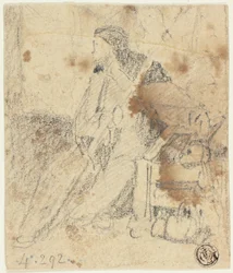 Skizze eines sitzenden Schauspielers