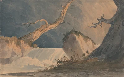 Wasserfall in einer trostlosen Landschaft