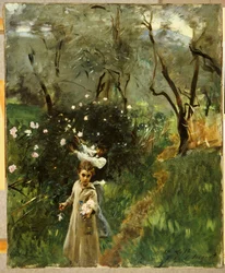Blumenpflücken in der Dämmerung