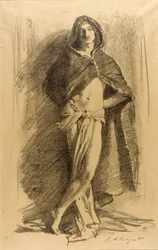 Studie eines jungen Mannes (mit Umhang)