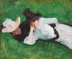 Zwei Mädchen auf einem Rasen, 1889