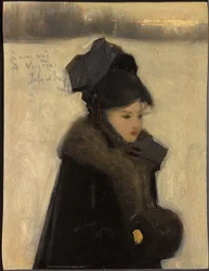 Frau mit Pelzen