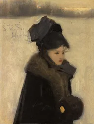 Frau mit Pelzen