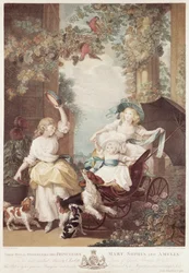Prinzessinnen Mary (1776-1857), Sophia (1777-1848) und Amelia (1783-1810), Töchter von George III, graviert von Francesco Bartolozzi (1727-1815)