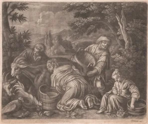 Frau melkt eine Ziege