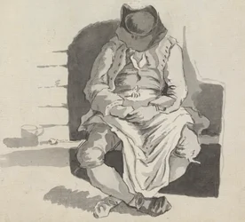 Studie eines schlafenden Mannes auf einer Bank