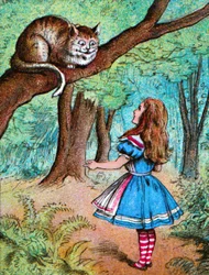 Alice und die Grinsekatze, um 1910