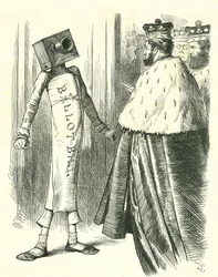 Das Wahlgesetz steht dem House of Lords gegenüber. John Tenniel Karikatur aus Punch, London, 20. Juli 1872