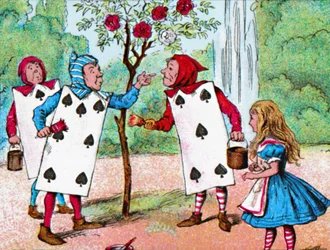 Die Spielkarten bemalen die Rosenbüsche