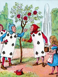 Die Spielkarten bemalen die Rosenbüsche, ca. 1910