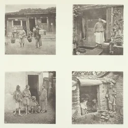 Foochow-Kulis, ein Foochow-Detektiv, der Chef der Diebe, Bettler, die in einer Tour leben, um 1868