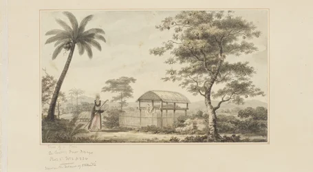 45: Ansicht eines Grabes, aus einer Serie von Aquarellen, die Captain Cooks letzte Reise illustrieren, ca. 1773-84