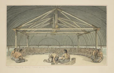 7: Poulaho, König der Freundlichen Inseln, trinkt Kava, aus einer Serie von Aquarellen, die Captain Cooks letzte Reise illustrieren, ca. 1773-84