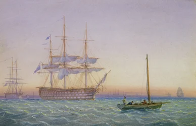 H.M. Fregatten vor Anker