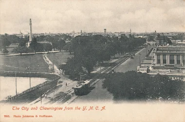 Die Stadt und Chowringhee vom YMCA, frühes 20. Jahrhundert.