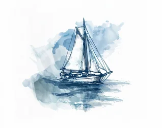 Blaues Wasser Segelboot