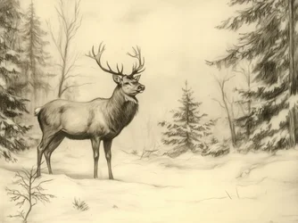 Majestätischer Winterhirsch