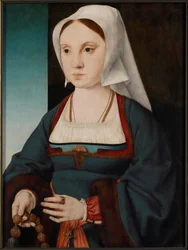 Porträt einer jungen Dame mit einem Rosenkranz, 1514-1519