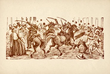 Demonstration in Mexiko während der Diktatur von Diaz