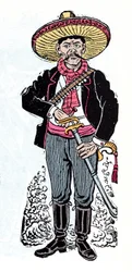 Mexikanische Revolution (1910-1920) - Salazar Amador, revolutionärer Anhänger von Emiliano Zapata - Holzschnitt von Jose Guadalupe Posada (1852-1913)