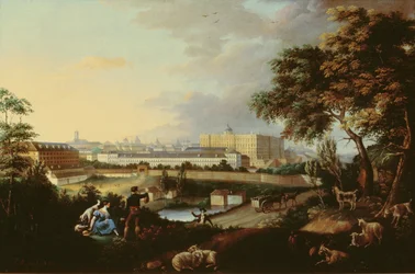 Blick auf den Königspalast in Madrid vom Principe Pio Berg