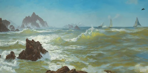 JJM rekreiert Bierstadt-A: Seal Rock Kalifornien (mit Segelschiffen)