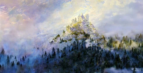 Morgennebel im Gebirg (Panorama)