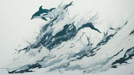 Tuschemalerei: Delfin_01