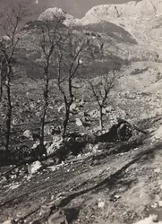 Album "Meine Weltkriegs-Erinnerungen Südwestfront (Kärnten, Italien, Südtirol) 31/03/1915-12/11/1918 - Josef Zohles Wien": Kriegsgebiet (s/w Foto)