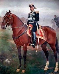 Reiterporträt von Porfirio Diaz (1828-1915), Revolutionär und mexikanischer Präsident