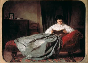 "Die Wiedergabe des Albums (?)". Gemälde von Josep Duran i Riera (1849-1928). 1872. Barcelona, Nationales Kunstmuseum von Katalonien.