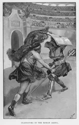 Gladiatoren in der römischen Arena (Lithografie)