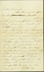 Brief unterschrieben Joseph A. Fardell, Benton Barracks, St. Louis, Mo., an Mutter, 12. November 1863