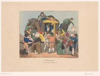 Passagiere steigen nach der Rückreise aus einem Omnibus