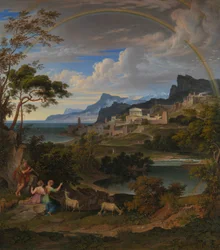 Heroische Landschaft mit Regenbogen