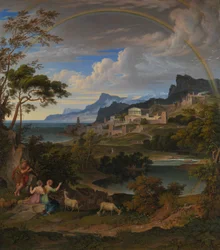 Heroische Landschaft mit Regenbogen