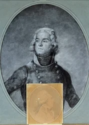 Porträt von General Louis Lazare Hoche (1768-1797) Unten, Porträt von Anacharsis Cloots (1755-1794), Abgeordneter im Nationalkonvent. Zeichnung von Joseph Boze (1744/1745-1826) 18. Jahrhundert. Versailles, Lambinet Museum
