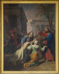 Die Auferstehung des Sohnes der Witwe von Naim. Öl auf Leinwand von Jacques Chabord (1786-1848). Schiff der Kathedrale von Sens