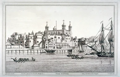 Südansicht des Tower of London mit Booten auf der Themse, 1795