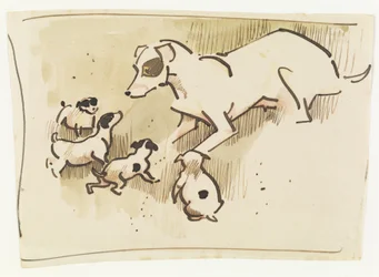 Foxterrier und Welpen