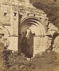 Rievaulx Abbey. Tür des Refektoriums, 1850er Jahre
