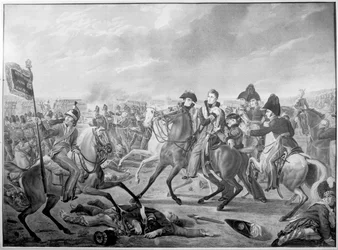 HRH Wilhelm Prinz von Oranien verwundet im Moment des Sieges in der denkwürdigen Schlacht von Waterloo, 1815, veröffentlicht 1816