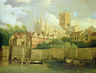 Ansicht der Kathedrale von Worcester von Südwesten