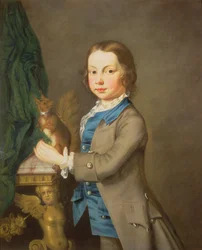 Porträt eines Jungen mit einem zahmen Eichhörnchen, 18. Jahrhundert