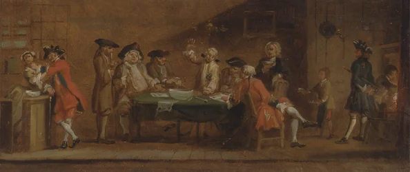 Figuren in einer Taverne oder einem Kaffeehaus, ca. 1725 oder nach 1750