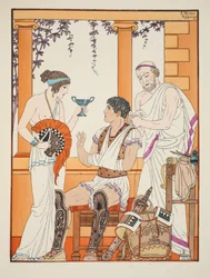 Verwundeter Soldat mit Arm in einer Schlinge, Illustration aus 