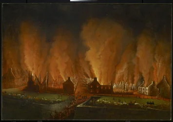 Das Feuer im Saint-Jean-Viertel, Blick nach Westen